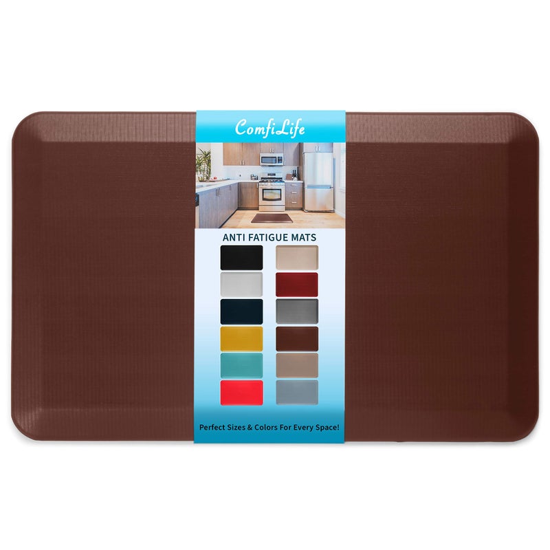 ComfiLife Anti Fatigue Floor Mat  34 Inch Thick Kitchen Mats for Floor Standing Desk Mat Kitchen Rug  Comfort at Home Office  Durable  Stain Resistant  NonSlip Bottom 20 x 32 Brown