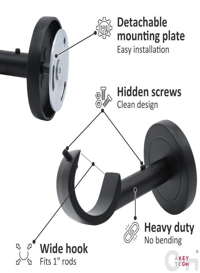 A Key Tech Ceiling Curtain Rod Bracket (Black - Set of 2) - Image 4