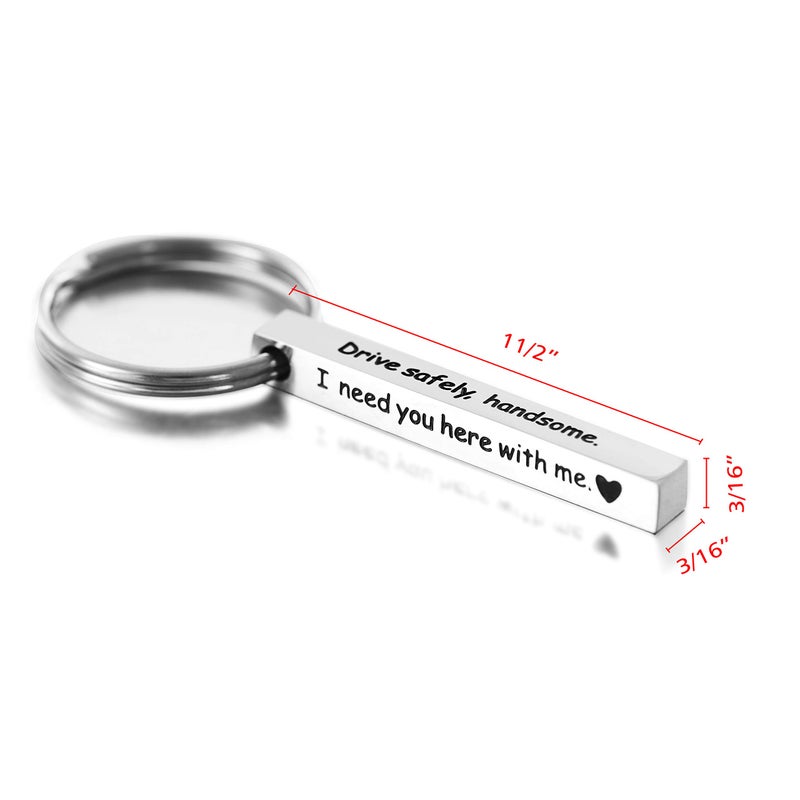 Melix Home Melix Home Boyfriend Keychains Drive Safe Handsome I Need You Here With Me Keychain Husband Valentines Cute Keyring For Him Anniversary Present  - Image 2