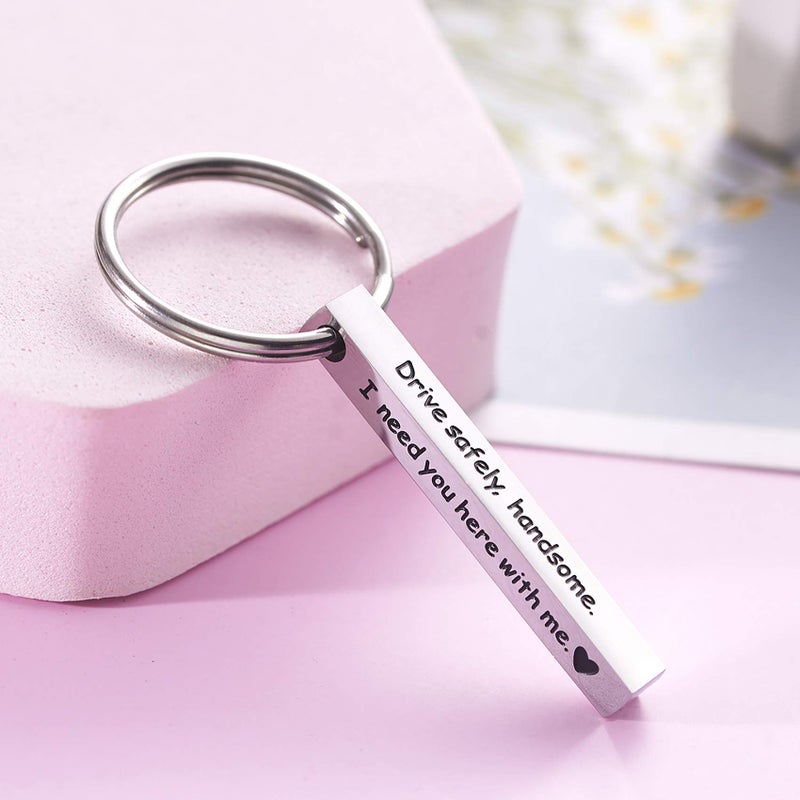 Melix Home Melix Home Boyfriend Keychains Drive Safe Handsome I Need You Here With Me Keychain Husband Valentines Cute Keyring For Him Anniversary Present  - Image 3