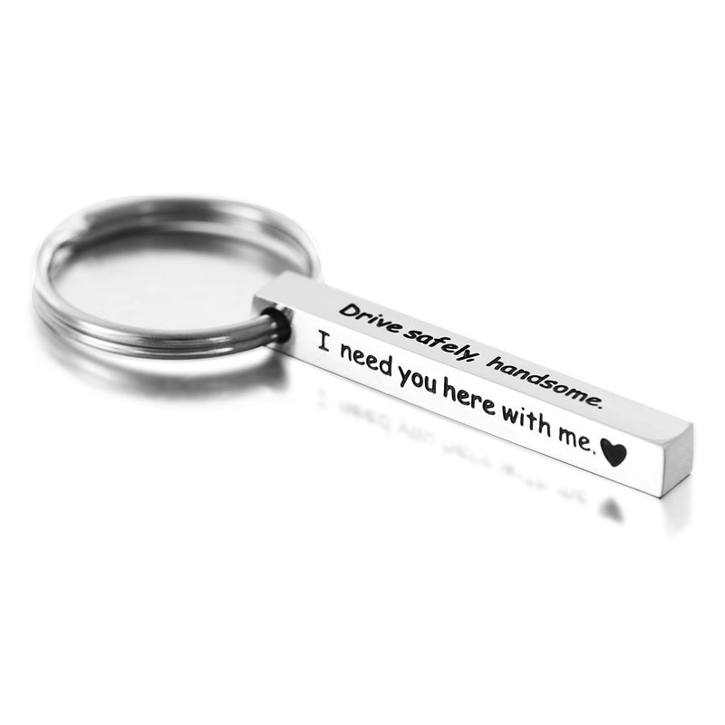 Melix Home Melix Home Boyfriend Keychains Drive Safe Handsome I Need You Here With Me Keychain Husband Valentines Cute Keyring For Him Anniversary Present  - Image 1