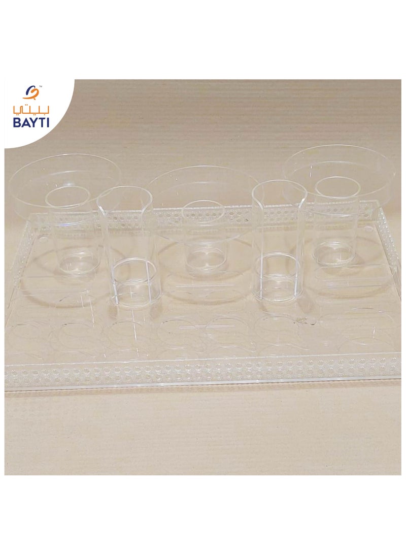Bayti H.H. Orchid Tower Tray for Dallah, Cup & Saucer Clear - Image 1