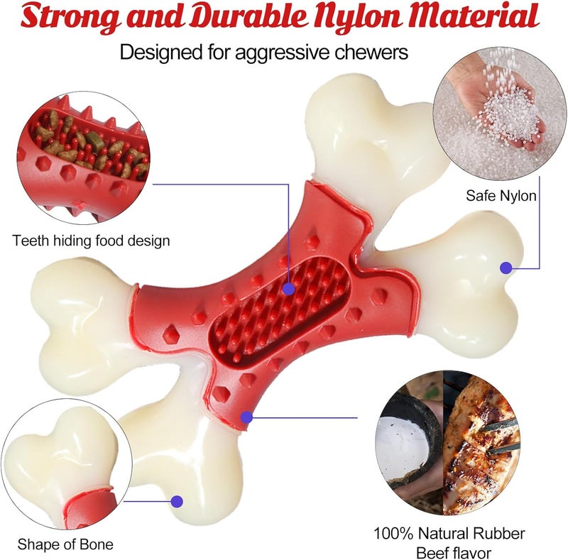 BAAL Beef Flavor Durable Nylon Bone Dog Toy for Medium and Large Breeds (RED) - Image 5
