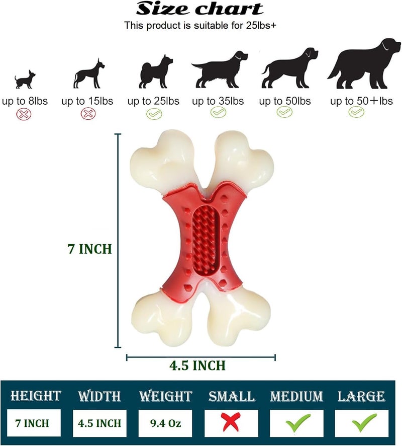BAAL Beef Flavor Durable Nylon Bone Dog Toy for Medium and Large Breeds (RED) - Image 3
