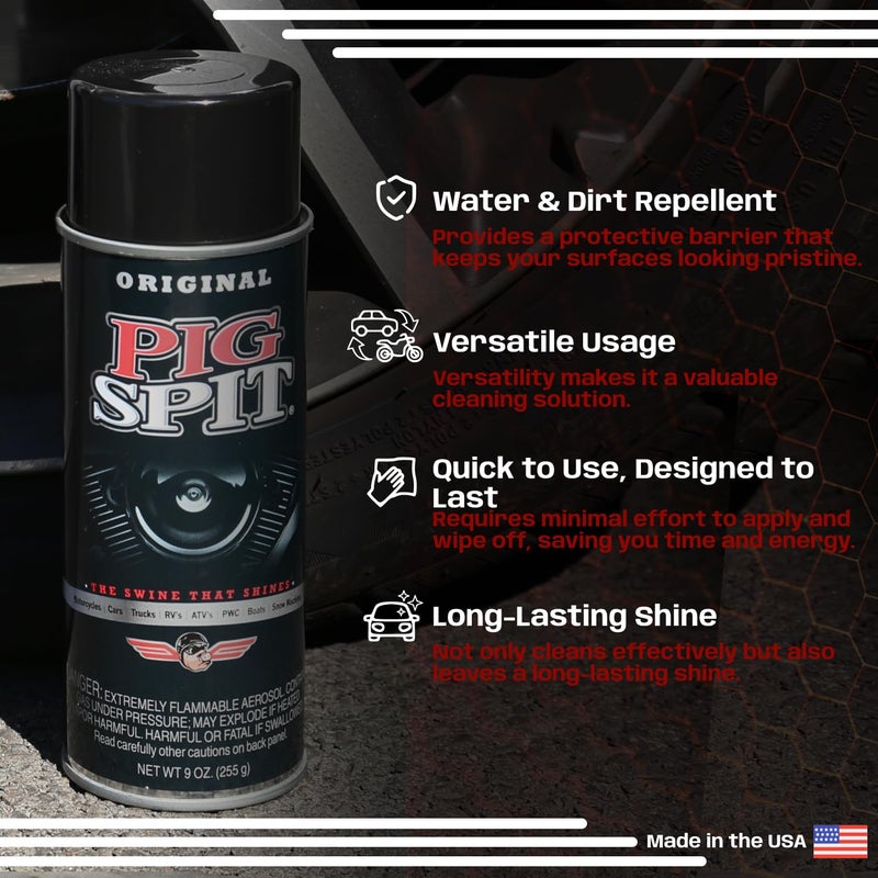 Pig Spit Original for Use on Motors, Transmissions, Vinyl and Black Plastic Trim Components and Tires | 9 oz. | Single - Image 1