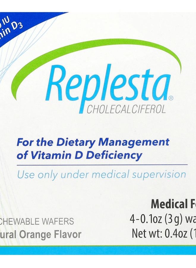 Replesta Cholecalciferol Vitamin D3 Natural Orange 50000 IU 4 Chewable Wafers 0.1 oz (3 g) Each 