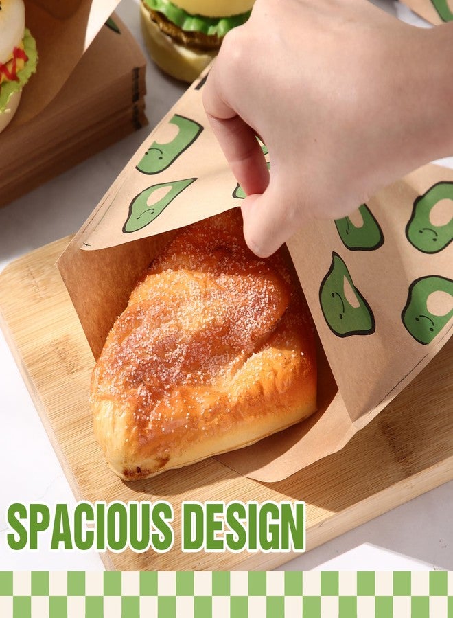 Epakh 200 Pack Paper Sandwich Bags Avocado Design 8 × 8 Inch Happy Food Storage Recyclable Grease Resistant Disposable Snack Bags for Family Home Use - Image 4