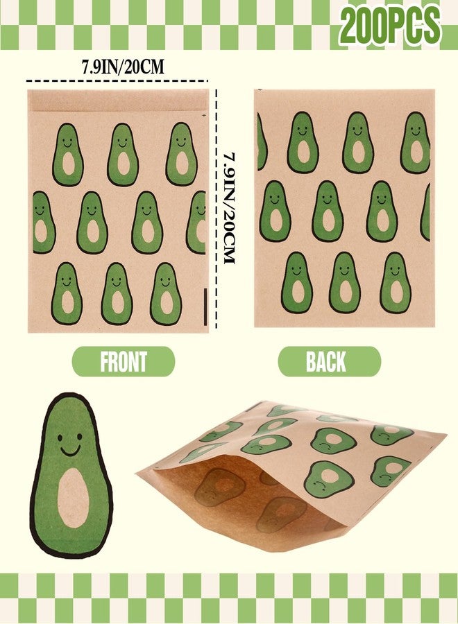 Epakh 200 Pack Paper Sandwich Bags Avocado Design 8 × 8 Inch Happy Food Storage Recyclable Grease Resistant Disposable Snack Bags for Family Home Use - Image 2