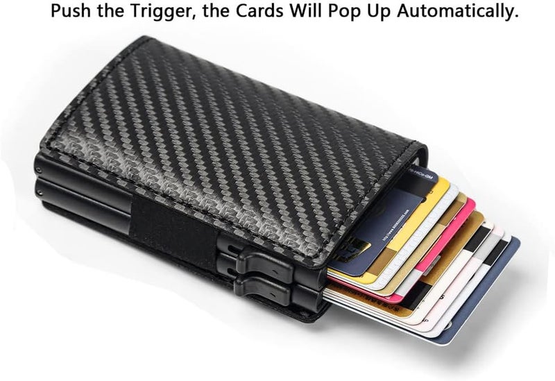 Fermido Slim Wallet for Air Tag| Genuine Leather RFID Credit Card Money Holder Automatic Pop up Mini Aluminum Wallet | Pocket-Sized and Slim Design Multipurpose Accessory for AirTag Case Cover for Men… - Image 2