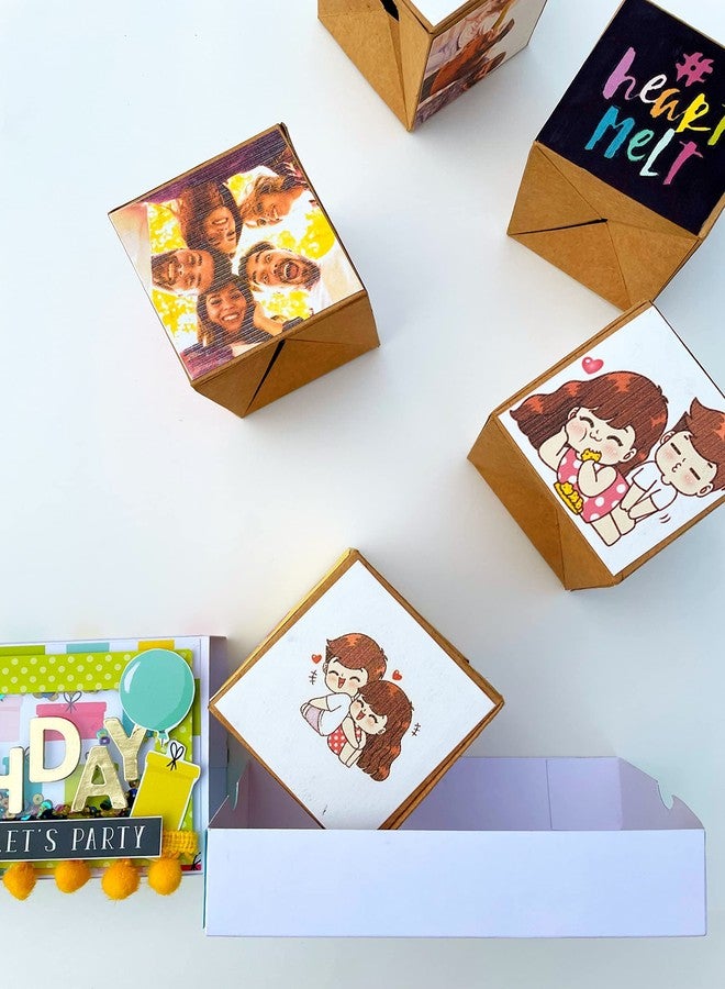 Crafted Forever Surprise/prank jumping out cubes mini album for birthday, pop up card, 5 blank cubes included, can hold 20 photos - Image 1