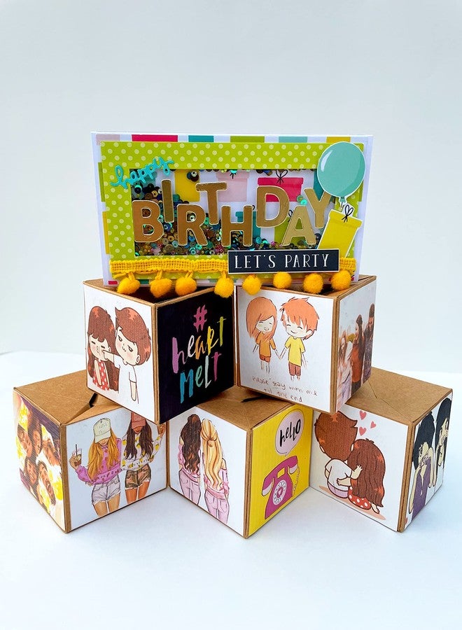 Crafted Forever Surprise/prank jumping out cubes mini album for birthday, pop up card, 5 blank cubes included, can hold 20 photos - Image 2