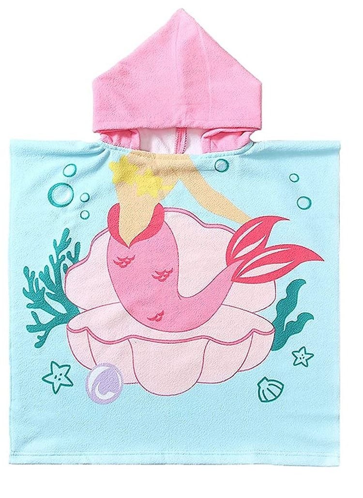 SYOSI Hooded Bathrobe Kids Mermaid Beach Towel for Boys Girls Bath Wrap Toddler Pool Towel with Hood Super Soft Absorbent Microfiber Beach Towel  - Image 1