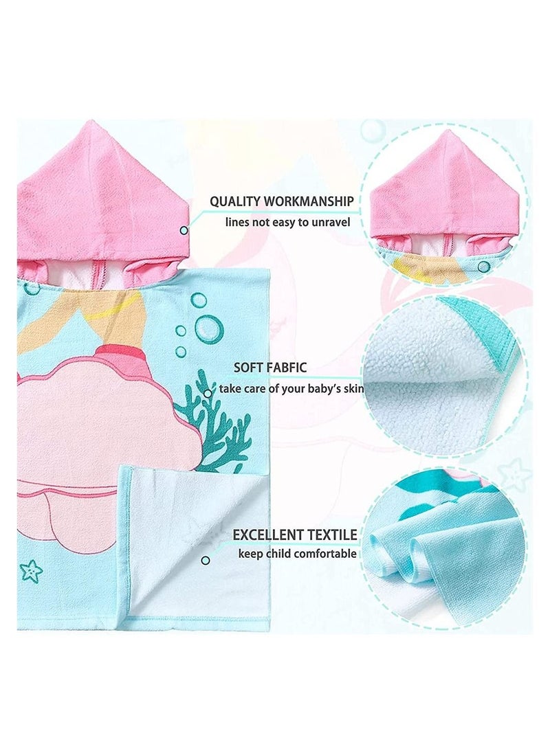 SYOSI Hooded Bathrobe Kids Mermaid Beach Towel for Boys Girls Bath Wrap Toddler Pool Towel with Hood Super Soft Absorbent Microfiber Beach Towel  - Image 4