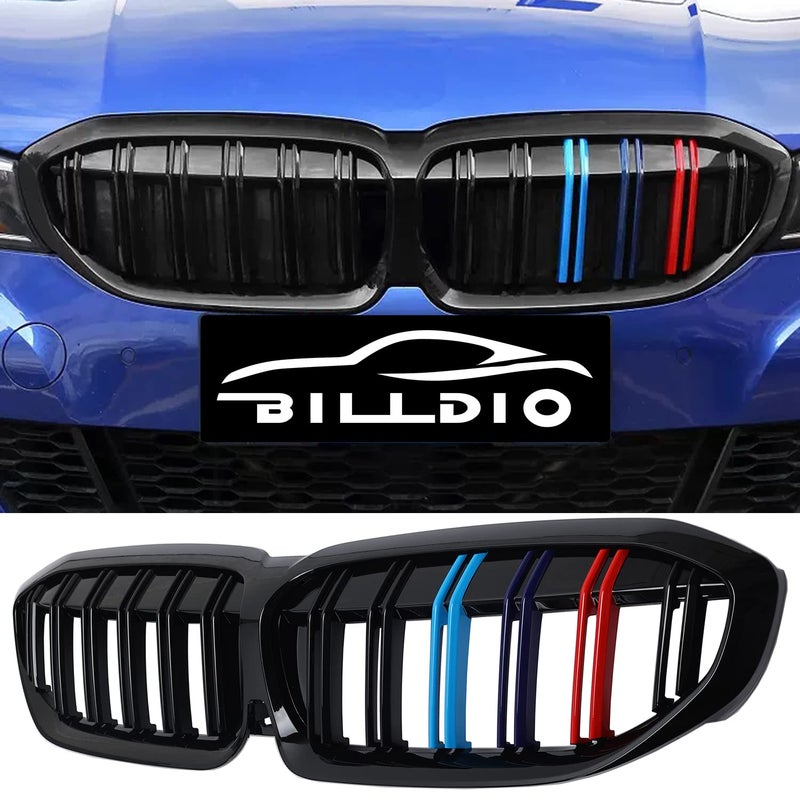 شبكة أمامية علوية من BILLDIO G20 متوافقة مع 2019 2020 2021 2022 BMW 3 Series G20 316i 318i 320i 328i 330i 335i 340i ذات شفرات مزدوجة