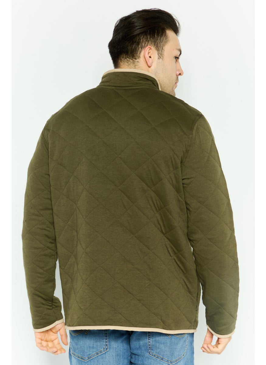 Hurley Men High Neck Quilted Long Sleeves  Sweatshirt, Olive  - Image 3