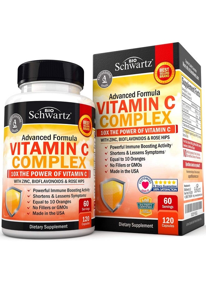 BioSchwartz Vitamin C 1000Mg Capsules With Rose Hips Zinc And Citrus Bioflavonoids (60 Day Supply) Vitamin C Complex For Adults Promotes Immune Support Glutenfree Nongmo Supplement Made In Usa 120 Count - Image 2