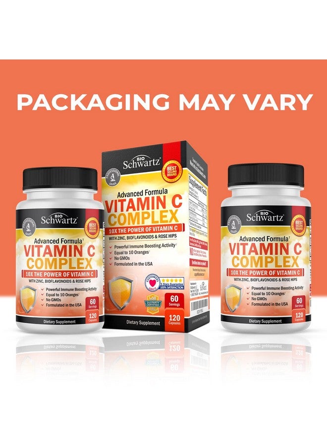 BioSchwartz Vitamin C 1000Mg Capsules With Rose Hips Zinc And Citrus Bioflavonoids (60 Day Supply) Vitamin C Complex For Adults Promotes Immune Support Glutenfree Nongmo Supplement Made In Usa 120 Count - Image 3