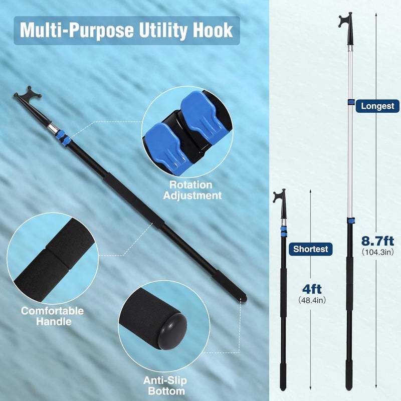 Lineslife Telescoping Pole Cleaning Kits, 3-8 FT Paint Roller Extension Pole with High Ceiling Duster Kits and Utility Hook,Multi-Purpose Sturdy Aluminum Alloy with Flip-Lock Design for Windows - Image 2