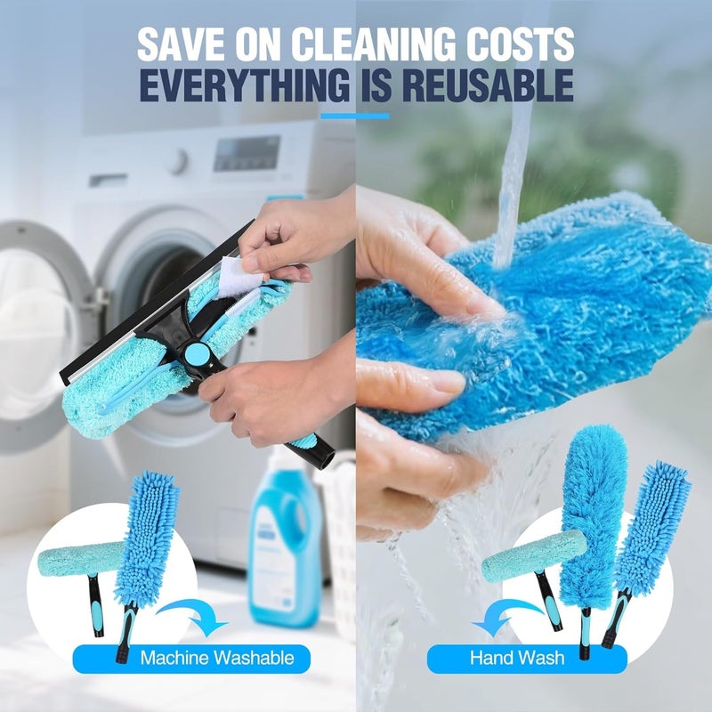 Lineslife Telescoping Pole Cleaning Kits, 3-8 FT Paint Roller Extension Pole with High Ceiling Duster Kits and Utility Hook,Multi-Purpose Sturdy Aluminum Alloy with Flip-Lock Design for Windows - Image 5