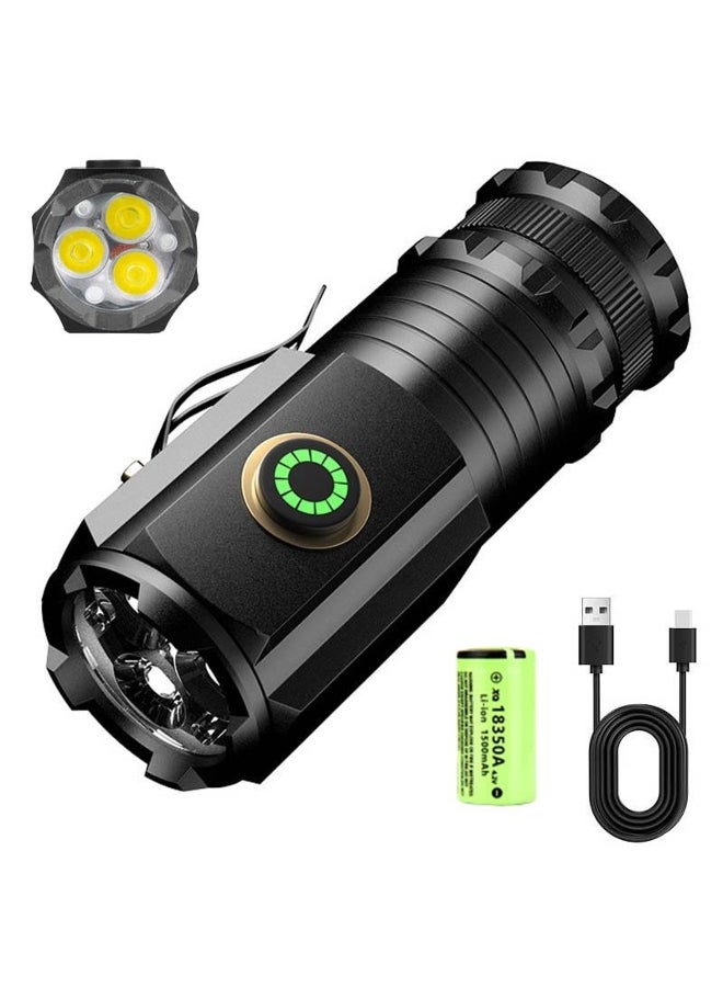 Mini 3LED Ultra Strong Light Flash Light Portable USB Rechargeable Built-in Battery with Tail Magnet - Image 1