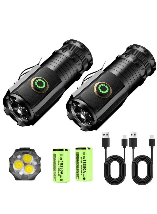 Mini 3LED Ultra Strong Light Flash Light Portable USB Rechargeable Built-in Battery with Tail Magnet - Image 2