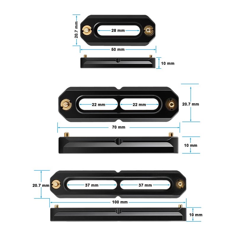 CAMVATE Triple NATO Rail Quick Release Bar 50mm / 70mm / 100mm - 2123 - Image 2