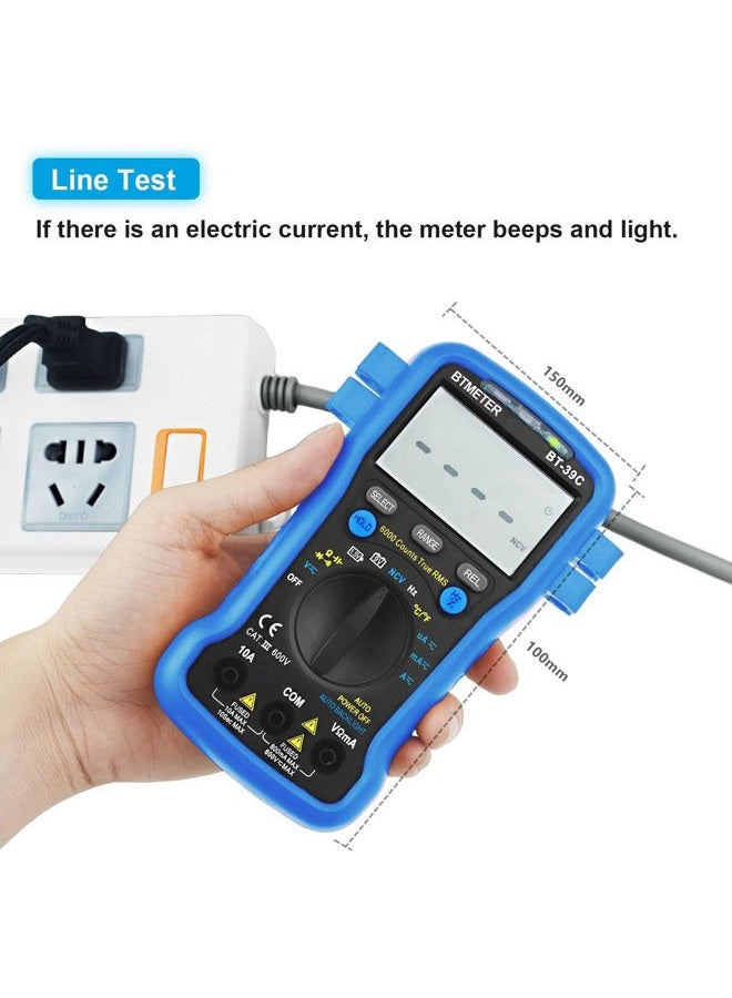 BTMETER BT-39C True RMS Multimeter, Auto Range Digital Avometer 6000 Counts Accurate Measures AC/DC Amps, Volts, Ohms, Capacitance,Frequency with Auto Backlight, NCV Temp Test - Image 4