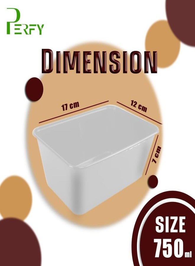 Perfy 750ml Rectangle Reusable Plastic Food Storage Containers With Lids (10-Pack)|Microwave Safe|Ideal For Kitchen Storage,Food Packing(White) - Image 3