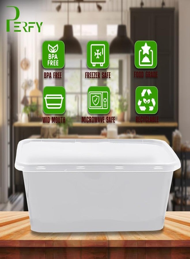 Perfy 750ml Rectangle Reusable Plastic Food Storage Containers With Lids (10-Pack)|Microwave Safe|Ideal For Kitchen Storage,Food Packing(White) - Image 4