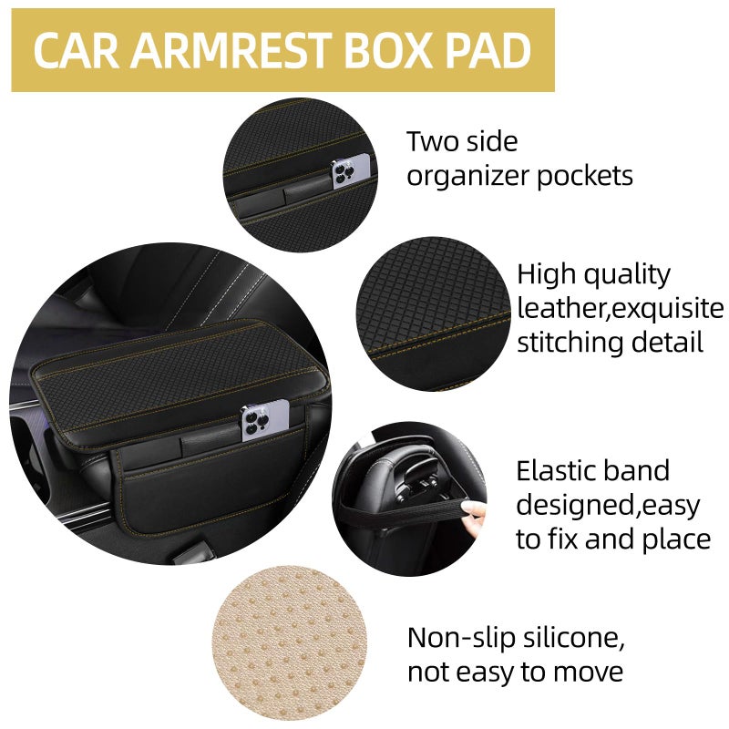 NBTEPEM 6 PCS Car Steering Wheel Cover Set, Microfiber Leather Steering Wheel Covers Universal 14.5-15 inch, Center Console Cover, Seat Belt Cushion, Cup Holder Coaster, Car Accessories Set Beige - Image 4