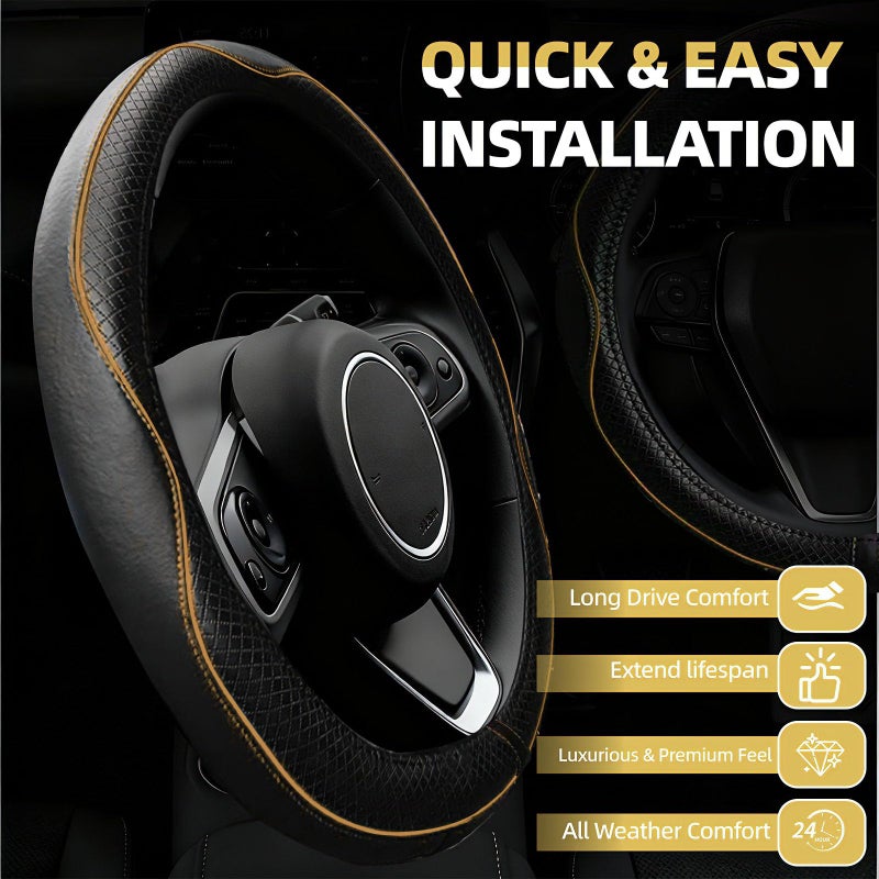 NBTEPEM 6 PCS Car Steering Wheel Cover Set, Microfiber Leather Steering Wheel Covers Universal 14.5-15 inch, Center Console Cover, Seat Belt Cushion, Cup Holder Coaster, Car Accessories Set Beige - Image 2