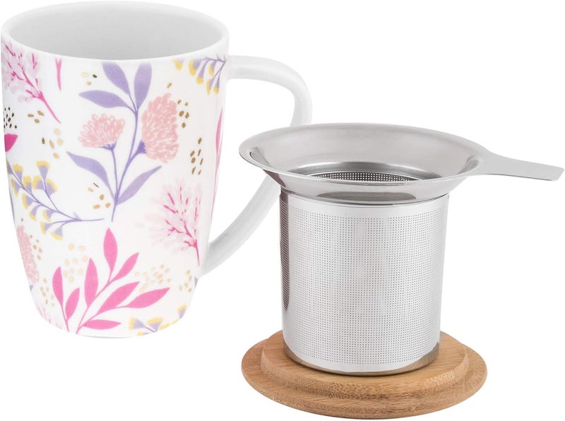 Pinky Up Bailey Ceramic Tea Mug and Loose Leaf Tea Infuser Loose Leaf Tea Accessories Tea Tumbler Cup Botanical Design 12oz - Image 4