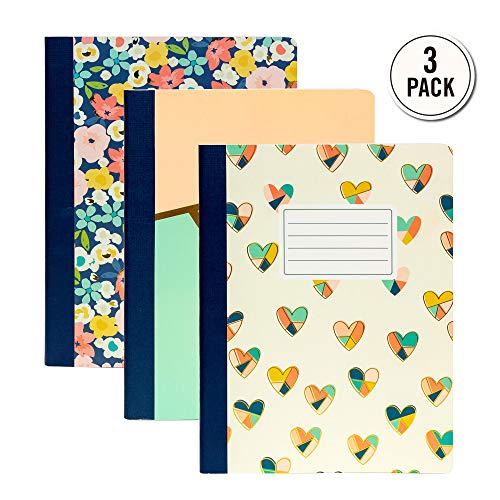 Pukka Pad, Carpe Diem Composition Notebooks - 3 Pack of Journals Featuring 140 Pages of College Ruled 80GSM Paper with Sturdy Cover Stock - 9.75 x 7.5in - Floral Love - Image 2