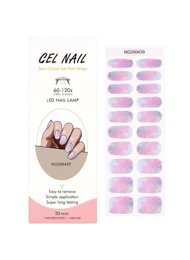 Semi-Cured Gel Nail Wraps – Salon Quality Manicure – 20 Strips + File + Wooden Stick – Easy Apply & Remove - Image 2