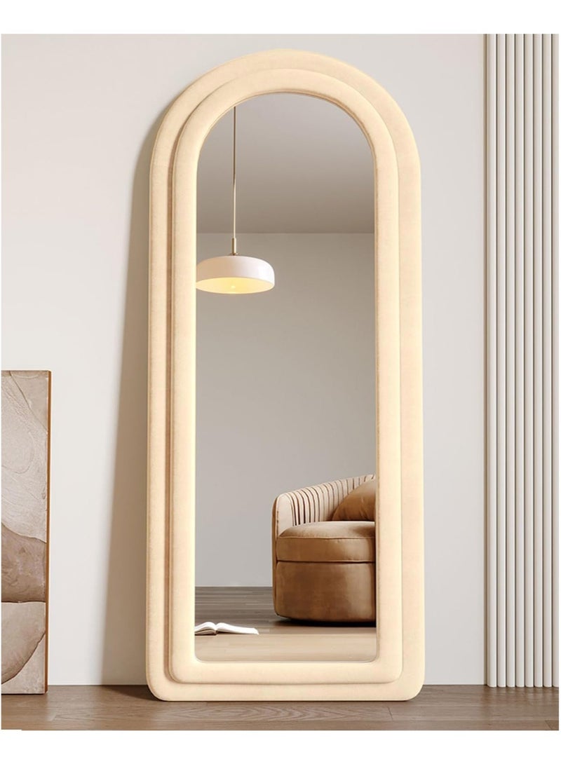 Vparty Floor Mirror, Arched Full Length Mirror with Stand, Large Standing Mirror, 63"x24" Full Body Mirror, Freestanding or Wall Mounted, Large Wall Mirror with Flannel Frame, Stylish and Functional Home Decor for Bedroom, Living Room, Hallway, and Dressing Room, 160x60cm  - Image 3