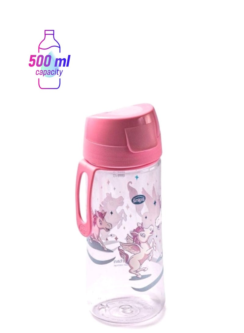 Snips Practical and Versatile Unicorn Tritan Water Bottle Pink and Clear 0.50 Liter 000797 - Image 1
