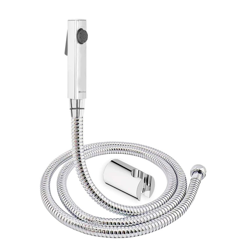 BonKaso HF-1045 ABS Plastic 360 Degree Swing Health Faucet with 1 Mtr Stainless Steel Flexible Hose Tube for Toilet, Chrome Finish - Jet Spray for Toilet (Pack of 1) - Image 1