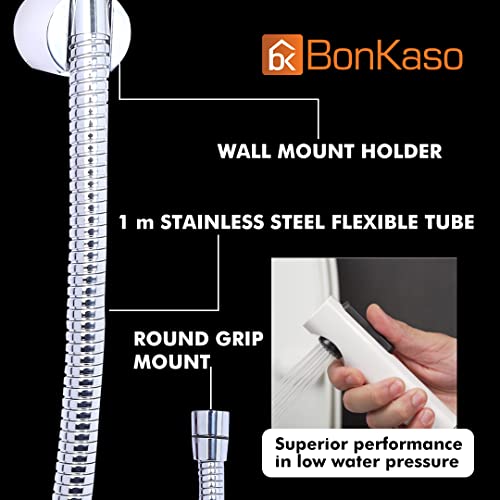 BonKaso HF-1045 ABS Plastic 360 Degree Swing Health Faucet with 1 Mtr Stainless Steel Flexible Hose Tube for Toilet, Chrome Finish - Jet Spray for Toilet (Pack of 1) - Image 4