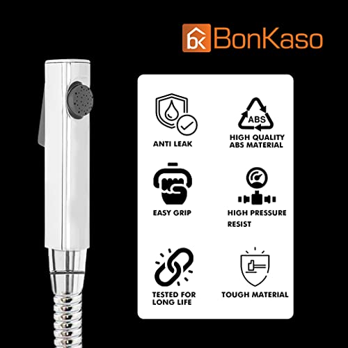 BonKaso HF-1045 ABS Plastic 360 Degree Swing Health Faucet with 1 Mtr Stainless Steel Flexible Hose Tube for Toilet, Chrome Finish - Jet Spray for Toilet (Pack of 1) - Image 2