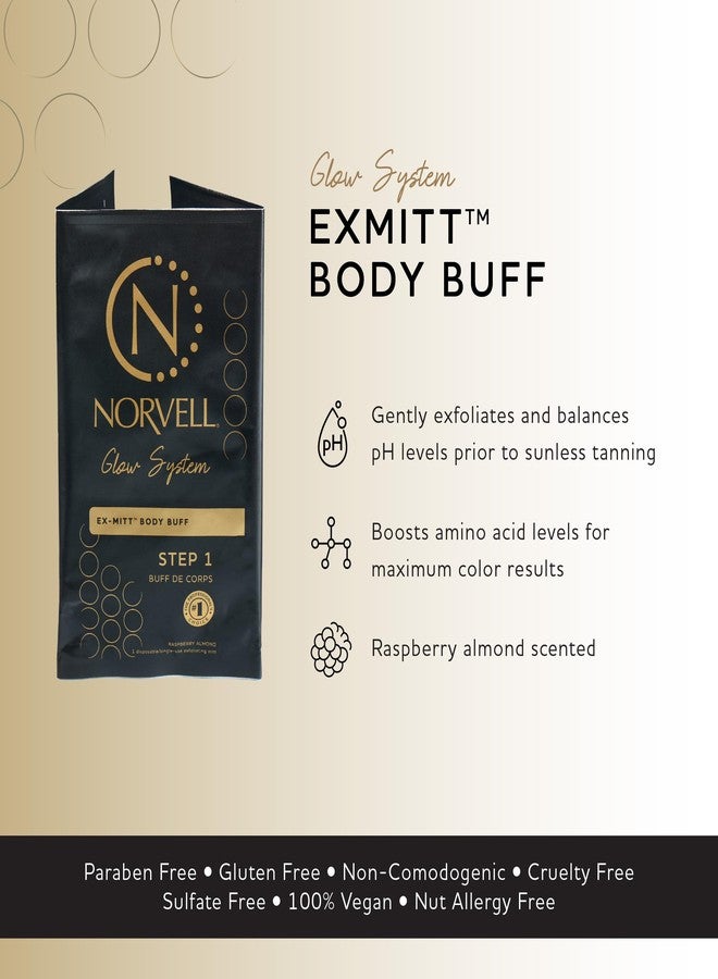 Norvell Pre Sunless Tan Body Buff eXmitt - Exfoliate, Prime and pH Balance, 1 Disposable/Single-Use Exfoliating Mitt for use before Self Tanner - Image 2