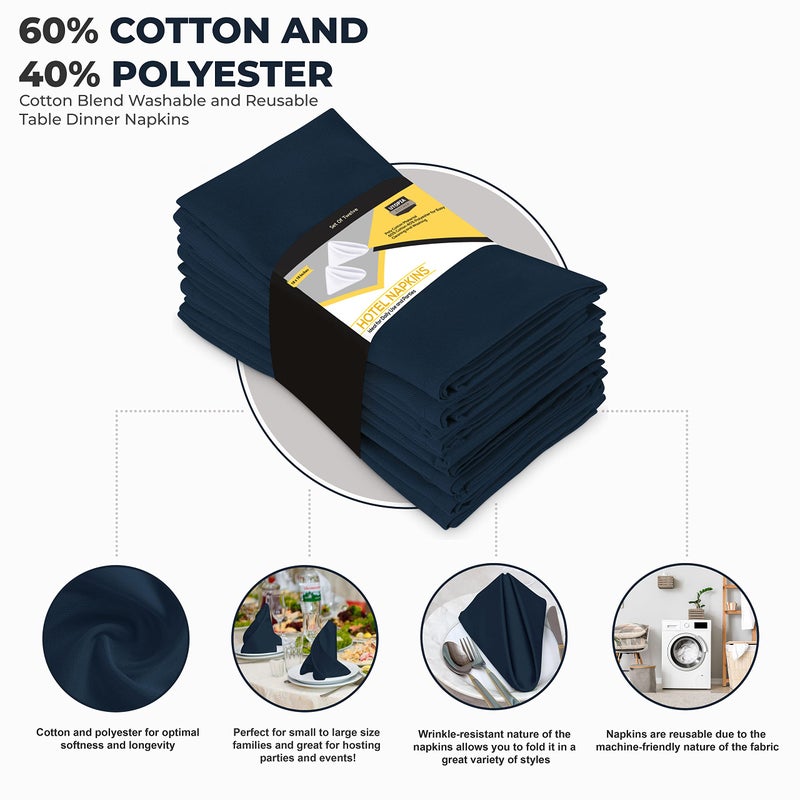 يوتوبيا كيتشين يوتوبيا المطبخ المناديل القماشية البحرية [12 حزمة 18x18 بوصة] قطن مزيج قابل للغسل وقابل لإعادة الاستخدام مناديل عشاء الطاولة القابلة لإعادة الاستخدام - Image 3