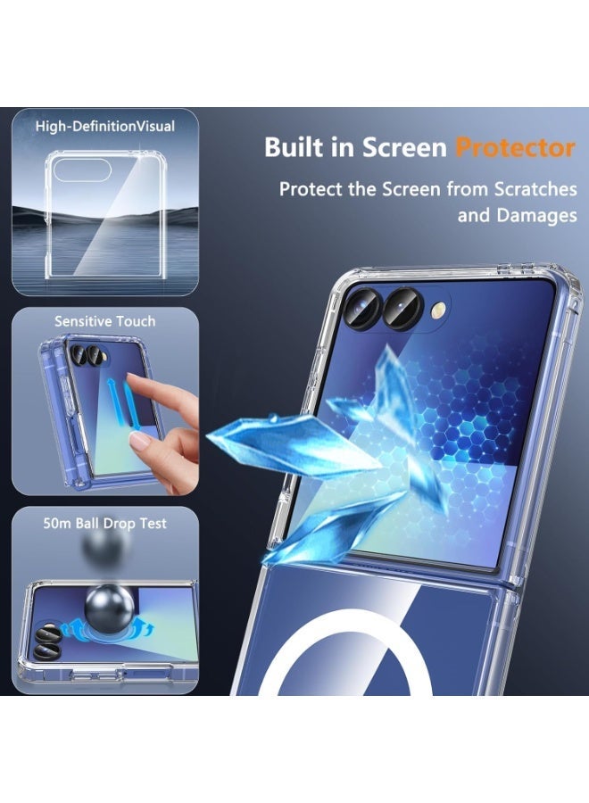 ten.tech Clear Magnetic Case for Samsung Galaxy Z Flip 7, Compatible with Wireless Charging, Yellowing Resistant, Magnetic Cover for Samung Z Flip 7 (Samsung Galaxy z flip 7) - Image 2