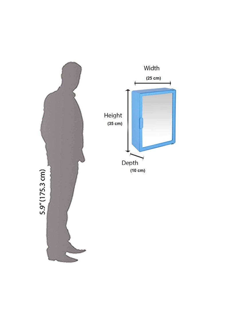 zahab zahab Bathroom Cabinet with Mirror Plastic Set of 2 Size 25 x 95 x 35 cm Blue  - Image 5