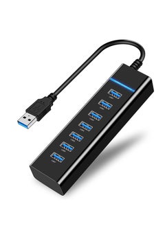 ماركة غير محددة مشترك USB 3.0 موديل 307 عالي السرعة من Skytech - - 7منافذ - سرعة 5 جيجابت في الثانية - مع مؤشرات LED وحماية- لون أسود  - Image 1