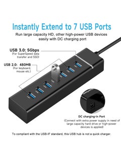 ماركة غير محددة مشترك USB 3.0 موديل 307 عالي السرعة من Skytech - - 7منافذ - سرعة 5 جيجابت في الثانية - مع مؤشرات LED وحماية- لون أسود  - Image 3