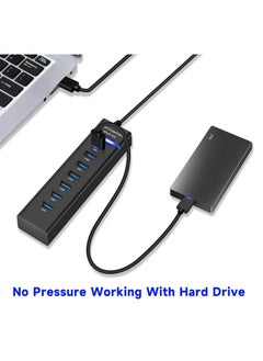 ماركة غير محددة مشترك USB 3.0 موديل 307 عالي السرعة من Skytech - - 7منافذ - سرعة 5 جيجابت في الثانية - مع مؤشرات LED وحماية- لون أسود  - Image 4