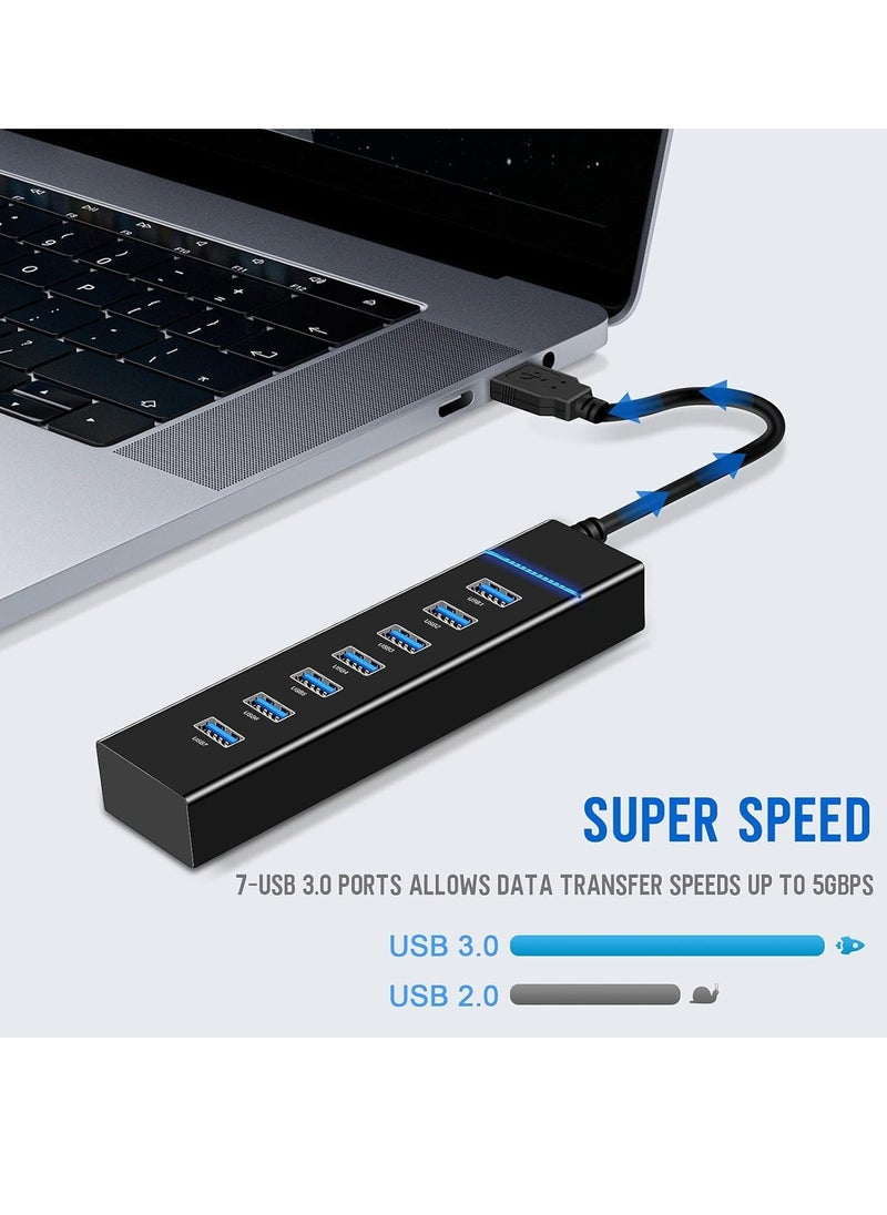 ماركة غير محددة - مشترك USB 3.0 موديل 307 عالي السرعة من Skytech - - 7منافذ - سرعة 5 جيجابت في الثانية - مع مؤشرات LED وحماية- لون أسود - Image 1