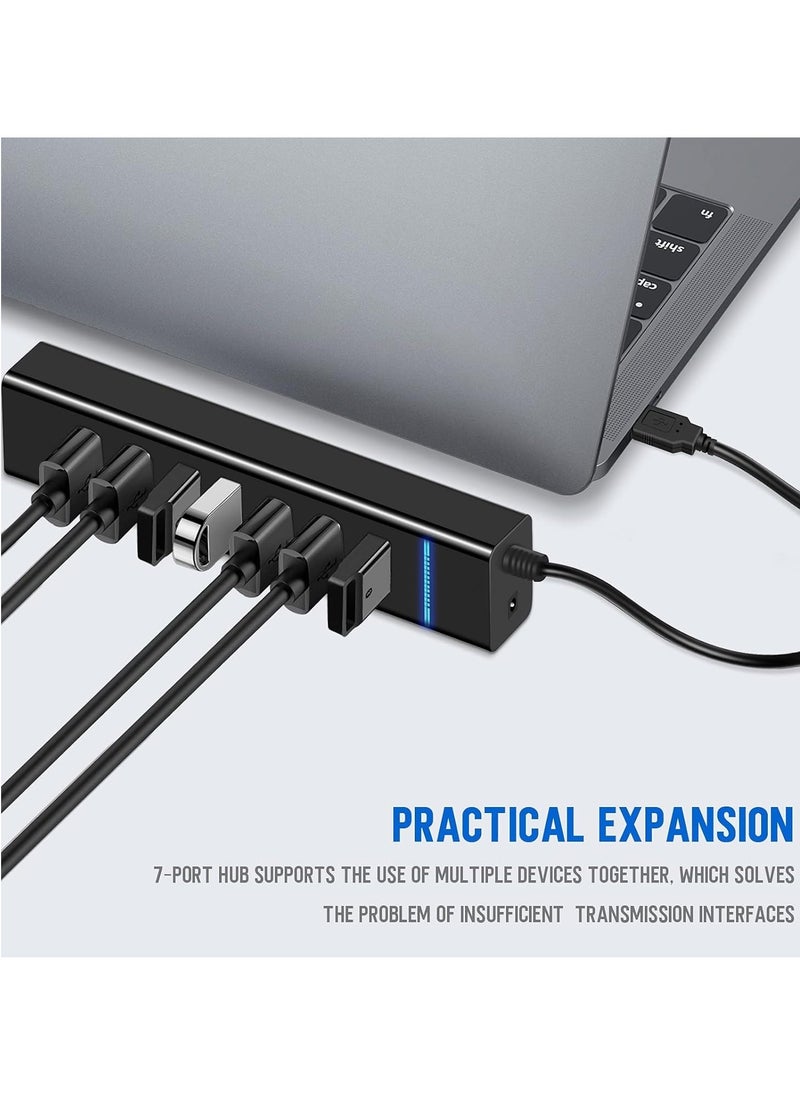ماركة غير محددة - مشترك USB 3.0 موديل 307 عالي السرعة من Skytech - - 7منافذ - سرعة 5 جيجابت في الثانية - مع مؤشرات LED وحماية- لون أسود - Image 1