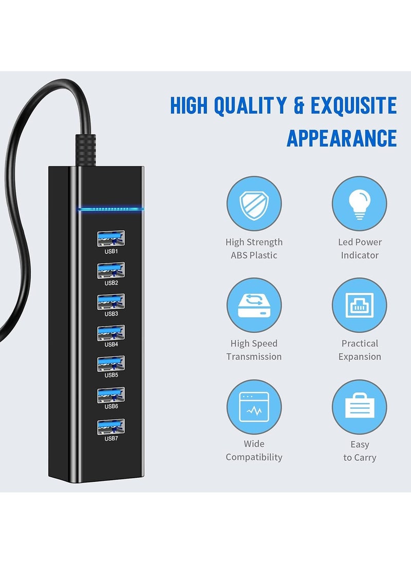 ماركة غير محددة - مشترك USB 3.0 موديل 307 عالي السرعة من Skytech - - 7منافذ - سرعة 5 جيجابت في الثانية - مع مؤشرات LED وحماية- لون أسود - Image 1