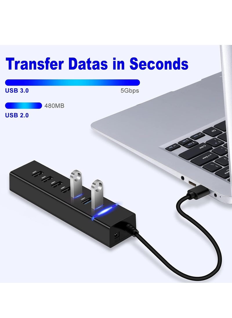 ماركة غير محددة - مشترك USB 3.0 موديل 307 عالي السرعة من Skytech - - 7منافذ - سرعة 5 جيجابت في الثانية - مع مؤشرات LED وحماية- لون أسود - Image 1
